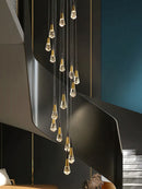 GobekUsa Crystal Chandelier LED Staircase Lamp for Elegant Living Room, Kitchen, and Restaurant