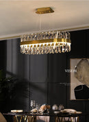 GobekUsa Gold Crystal Chandelier LED Light for Dining and Living Room