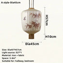 GobekUsa Handmade Japanese Lantern Painting Pendant Lamp Fabric Chandelier