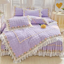 GobekUsa Korean Princess Bedding Set: Flowers, Lace, Ruffles, Embroidery, Quilted, Duvet Cover, Bedspread