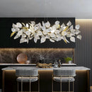 GobekUsa Ginkgo Leaf Crystal Chandelier - Elegant LED Pendant Lamp for Dining & Living Room