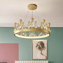 GobekUsa Crown Crystal Chandelier Pendant Light for Bedroom and Living Room Decor