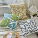 GobekUsa Leaf Embroidered Cotton Cushion Cover Set - Home Decor Pillow Covers 45x45