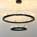 GobekUsa Black Gold Rings Crystal Chandelier - Nordic Luxury LED Lighting for Living Room