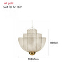GobekUsa Gold Mesh Grid Ceiling Chandelier: Dimmable LED Indoor Lighting