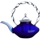 GobekUsa Blue Glass Teapot - Japanese Style Heat-Resistant Twisted Handle Glass Teapot