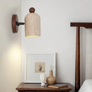 GobekUsa LED Wall Light Fixture Up Down Rotate Pull Chain Switch Yellow Travertine Wood