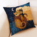 GobekUsa Cat Print Black Short Plush Pillowcase for Modern Living Room Décor