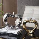 GobekUsa Golden Apple Sculpture: Ceramic Cut-out Artificial Fruit for Fortunate Home Decor