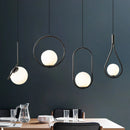 GobekUsa Black Metal Ring Pendant Lights Glass Ball LED Lighting Fixture
