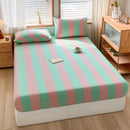 GobekUsa Cotton Stripe Fitted Sheet- Single Cozy Mattress Cover with Elastic Band