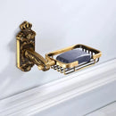GobekUsa Bronze Carved Bath Accessories Set: Shelf, Towel Rack, Paper Holder, Toilet Brush Holder