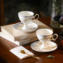 GobekUsa Gold Flower Ceramic Cup & Saucer Set - Elegant Goblet Mugs for Coffee, Tea, Juice
