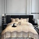 GobekUsa 1000TC Cotton Embroidery Luxury Bedding Set in Blue White Champagne