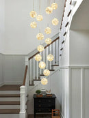 GobekUsa Glass Chandelier: Gold LED Staircase Lighting, Minimalist Design