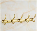 GobekUsa Brass and Crystal Bathroom Accessories Set: Shelf, Robe Hook, Paper Holder, Brush Holder