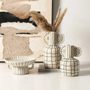 GobekUsa Geometric Line Ceramic Vase Flowerpot Tray Home Decor Accessory