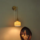 GobekUsa Ceramic Copper Wall Light Fixture with Pull Chain Switch, E27 LED, Modern Nordic Design