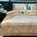 GobekUsa Blue Satin Jacquard Queen Duvet Cover Set with Sheet & Pillowcases