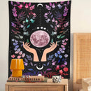 GobekUsa Botanical Moon Tapestry: Psychedelic Boho Wall Art for Magic Crystal Altar & Chakra