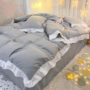 GobekUsa Cotton Ruffle Edge Duvet Cover Set - Soft, Thick, Solid Color