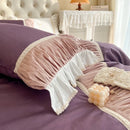 GobekUsa Korean Princess Style Cotton Bedding Set with Pleated Ruffles and Soft Quilt Cover