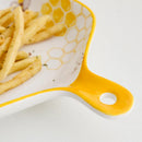 GobekUsa Little Bee Ceramic Plate with Handle: Multifunctional Baking Tray for Desserts & Snacks