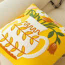 GobekUsa Elegant Yellow Vase Flower Cushion Cover - 45x45cm