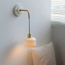 GobekUsa Copper Ceramic LED Wall Light with Pull Chain Switch for Living Room Decor.