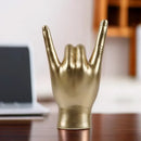 GobekUsa Gold Rock Hand Gesture Sculpture Figurine for Chic Home Decor