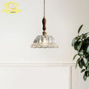 GobekUsa French Ins Walnut Brass Glass Pendant Lights LED E27 for Kitchen Island Restaurant