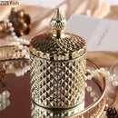 GobekUsa Gilded Glass Storage Jar with Lid for Candy, Jewelry, and Cosmetics