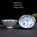 GobekUsa Blue & White Ceramic Kung Fu Tea Cup - Japanese Style Porcelain Sake Cups