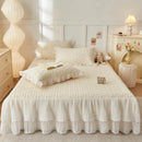 GobekUsa Lace Ruffles Cooling Bed Skirt Set with Pillowcases