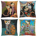 GobekUsa Cat Print Black Short Plush Pillowcase for Modern Living Room Décor