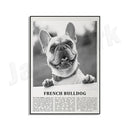 GobekUsa Black & White Dog Breeds Poster: Greyhound, Cocker Spaniel, Akita, Malamute, Cattle Dog