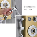 GobekUsa LED Blue Light Shower System with Temperature Display, Massage Column, Waterfall Rainfall