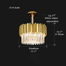 GobekUsa Gold K9 Crystal Ceiling Chandelier, Dimmable Luxury Living Room Bedroom Lighting