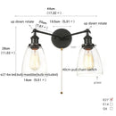 GobekUsa Black LED Wall Sconce 2-Head Lamp for Bedroom Bathroom Mirror