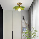 GobekUsa Green Flower Glass Copper Ceiling Light - Nordic Modern LED, Living Room Bedroom Hallway Fixtures