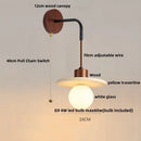 GobekUsa LED White Glass Wall Light Fixture Modern Pull Chain Switch Bedside Sconce