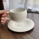 GobekUsa Frosted 250ml Ceramic Cup & Saucer Set for Coffee, Tea, Juice