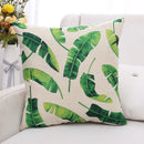 GobekUsa Green Plant Leaves Flower Linen Cushion Cover - Modern Sofa Throw Pillow Cover