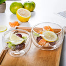 GobekUsa Double Wall Glass Salad Bowl Insulated Container - Heat Resistant Kitchen Tableware