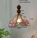 GobekUsa Clear Glass LED Pendant Light Tiffany Butterfly Hanging Lamp