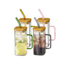 GobekUsa 400ml Square Glass Mug with Lid and Straw | Versatile Party Beverage Cup