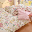 GobekUsa Double-Sided Floral Print Cotton Bedding Set - Queen Size Soft Duvet Cover Set