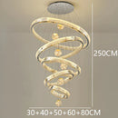 Modern Crystal Ring Staircase Chandelier Pendant Light