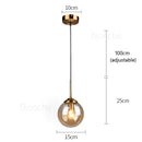 GobekUsa Glass Ball Pendant Lights - 15cm Modern Gold Hanging Lamps for Home Decor