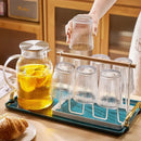 GobekUsa Glass Cold Water Kettle Set: Transparent Stripe Design, Stainless Steel Lid, 1.6L Capacity